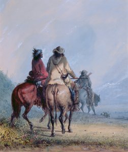 Traperzy wyruszający na polowanie na bobry, 1837 (wc i gwasz na papierze)