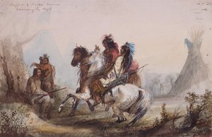 Trappers and Snake Indians Conversing by Signs, c.1837 (ołówek, akwarela i gwasz na papierze) autorstwa Alfred Jacob Miller