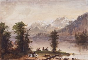 Wind River Mountains, ok. 1837 (ołówek, akwarela i gwasz na papierze) autorstwa Alfred Jacob Miller