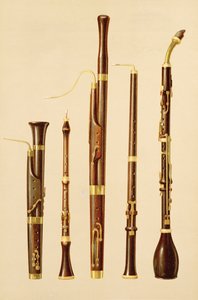 Dulcian, obój, fagot, obój da kakcia i basset róg z „Instrumenty muzyczne” (kolorowe lito)