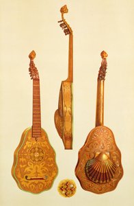 Królowa Elżbieta I lutnia Johna Rose, 1580, z „Instrumenty muzyczne” autorstwa (kolorowa lito)