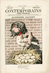 Okładka „Les Contemporains” nr 9, Satyryka w kolorach: Alphonse Daudet - Literatura - Houle, Daudet Alphonse - Ilustracja Alfreda Le Pepetit (1841-1909) autorstwa Alfred Le Petit