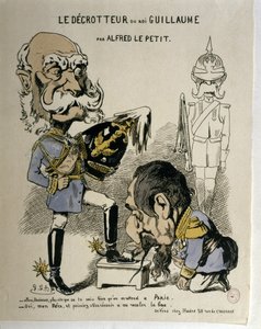 WOJNA FRANCUSKO-PRUSKA: Karykatura Wilhelma I Pruskiego i Napoleona III Fran...