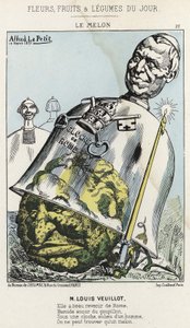 Melon: Karykatura o Louisie Veuillot – il. z 03.10.1871 w „Kwiaty, Owoce i Warzywa Dnia” autorstwa Alfred Le Petit