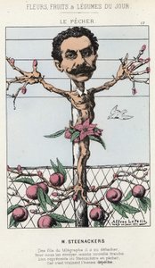Le Pêcher: Karykatura o Steenackers - il. z 30.01.1871 w „Kwiaty, Owoce i Warzywa Dnia” autorstwa Alfred Le Petit