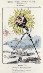 Le Soleil (słonecznik): karykatura na Gambetta (1838 - 1882) - il. z 12.01.1871 w „Kwiaty, owoce i warzywa dnia” autorstwa Alfred Le Petit
