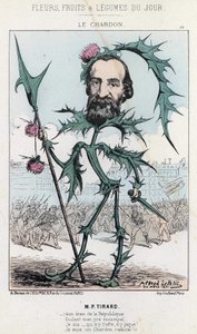Le Thistle: karykatura o P. Tirard - ch. od 30.03.1871 „Kwiaty, Owoce i Warzywa Dnia” autorstwa Alfred Le Petit