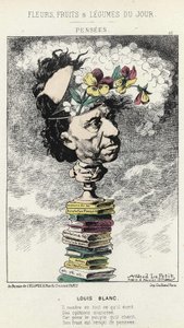 Myśli: Karykatura o Louisie Blanc - chora. z 04.02.1871 w „Kwiaty, Owoce i Warzywa Dnia” autorstwa Alfred Le Petit