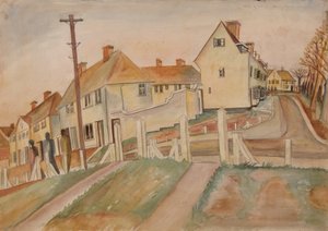 Scena podmiejska (akwarela i ołówek na papierze) autorstwa Alfred Lomnitz