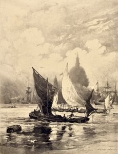 Tamiza poniżej London Bridge (akwatinta)