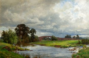 Thorverton Bridge (olej na płótnie) autorstwa Alfred Parsons