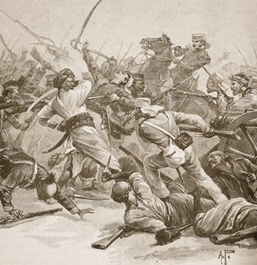 „To był bagnet do bagnetu”, ilustracja z „Bitwy XIX wieku” autorstwa Archibalda Forbesa, G.A. Henty i major Arthur Griffiths autorstwa Alfred Pearse