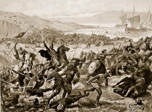 Wielka bitwa pod Brunanburh, 937, ilustracja z „Hutchinson