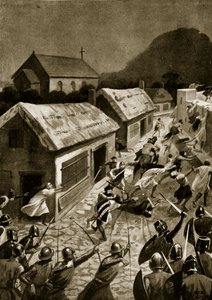 Szturm na Berwick przez Szkotów, listopad 1354, ilustracja z „Hutchinson