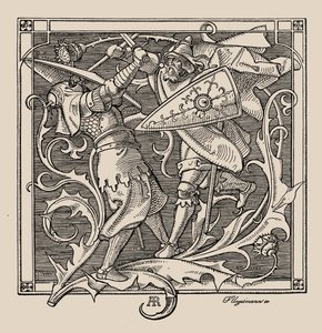 Nibelungowie. Hagen z Troneck zabija Iringa, 1840-1841. autorstwa Alfred Rethel