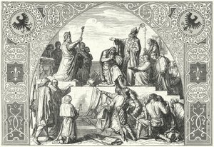Chrzest wodza saskiego Widukinda, 785 (rycina) autorstwa Alfred Rethel