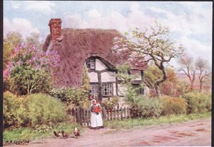 Lilac and Apple Blossoms, Harvington, Worcester, z The Cottages and the Village Life of Rural England wydanej przez Dent & Sons Limited, 1912