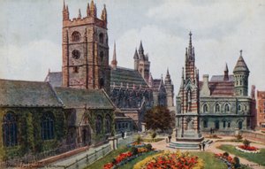 Plymouth, kościół St Andrews i Guildhali autorstwa Alfred Robert Quinton
