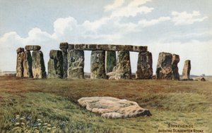 Stonehenge, pokazując Kamień Rzeźny autorstwa Alfred Robert Quinton
