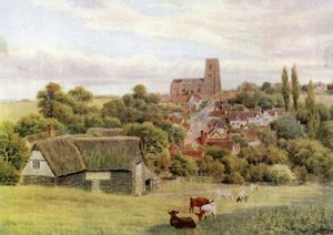 The Church on the Hill, Kersey, Suffolk autorstwa Alfred Robert Quinton