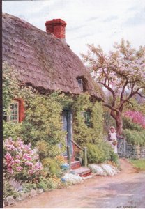 The Cottage Door, Elmley Castle, Worcester, z książki The Cottages and the Village Life of Rural England wydanej przez Dent & Sons Limited autorstwa Alfred Robert Quinton