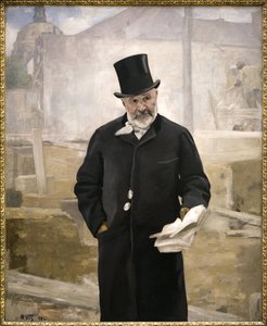 Portret Jean Charles Adolphe Alphand (1817-1891), współpracownik barona Haussmanna, kierownik robót publicznych, układ terenów zielonych w Paryżu, kierownik prac Wystawy Światowej 1889, Obraz olejny na płótnie Alfreda Rolla (1846-1919) ). Fotog