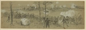 2 czerwca stanowisko nr. Doły karabinowe Cold Harbor z przodu autorstwa Alfred Rudolph Waud