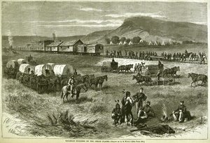 Budynek linii kolejowej na Wielkich Równinach, z „Tygodnika Harpera”, 17 lipca 1875 r.