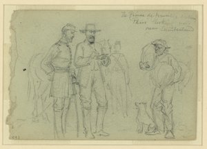 Książę de Joinville szkicujący „Paryż” patrzący, w pobliżu Cumberland autorstwa Alfred Rudolph Waud