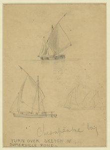 Trzy żaglówki na zatoce Chesapeake autorstwa Alfred Rudolph Waud