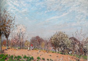 Kwitnące jabłonie w Louveciennes autorstwa Alfred Sisley