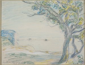 Drzewa nad morzem autorstwa Alfred Sisley