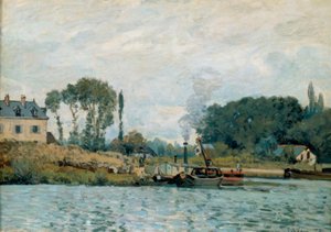 Łodzie w śluzie Bougival autorstwa Alfred Sisley