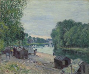 Chaty na skraju Loing; Cabanes au bord du Loing, 1896 autorstwa Alfred Sisley