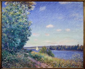 Ścieżka nadbrzeżna, obraz Sahurs autorstwa Alfreda Sisleya (1839-1899) 1894 nd. 0,8x1 m Rouen, Muzeum Sztuk Pięknych - Ścieżka wodna w Sahurs. Obraz Alfreda Sisleya (1839-1899)