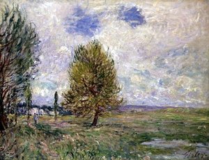 Zwykły w Veneux (olej na płótnie) autorstwa Alfred Sisley