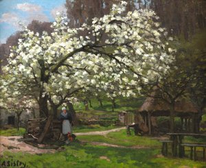 Wiosna, wieśniaczka pod kwitnącymi drzewami Wiosna, wieśniaczka pod..., ca. 1865. autorstwa Alfred Sisley