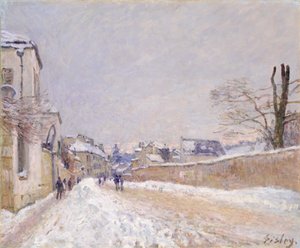 Rue Eugène Moussoir w Moret: Zima autorstwa Alfred Sisley
