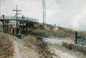 Kładka nad torami kolejowymi w Sevres, c.1879 autorstwa Alfred Sisley
