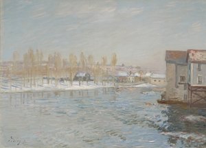 Loing i młyny Moret, Efekt śniegu, 1891 autorstwa Alfred Sisley