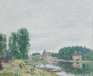 Stocznia Matrat, Moret-sur-Loing, deszczowa pogoda autorstwa Alfred Sisley