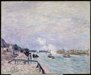 Sekwana w Grenelle, deszczowa pogoda, 1878 autorstwa Alfred Sisley