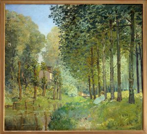 Reszta na skraju potoku, drewniany brzeg - Obraz Alfreda Sisleya (1839-1899)