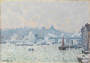 Widok na Tamizę: Most Charing Cross, 1874 autorstwa Alfred Sisley
