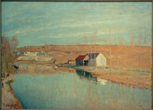 Loing i Coteaux de St. Nicaise - Soleil de Mars autorstwa Alfred Sisley