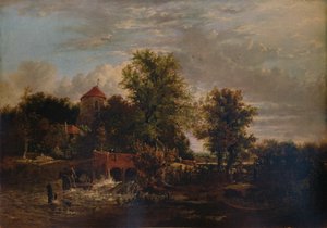 Brama Śluzy na rzece Zachodniej, ok. 1832 r. autorstwa Alfred Stannard