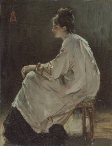 „Siedząca dziewczynka”, 1843-1906 autorstwa Alfred Emile Stevens