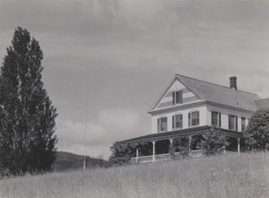 Dom na wzgórzu, jezioro George autorstwa Alfred Stieglitz