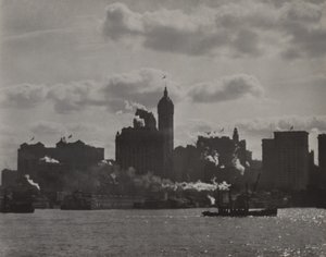 Budynek Singer Building widziany z rzeki Hudson autorstwa Alfred Stieglitz