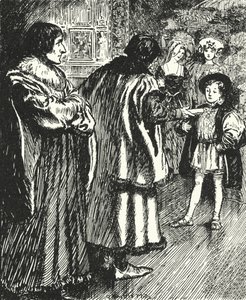 Erasmus ogląda sir Tomasz More prezentujący wiersz, który napisał do młodego księcia Henryka, przyszłego króla Henryka VIII